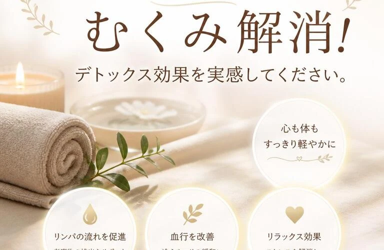 手のぬくもりでむくみ解消！デトックス効果を実感してください。