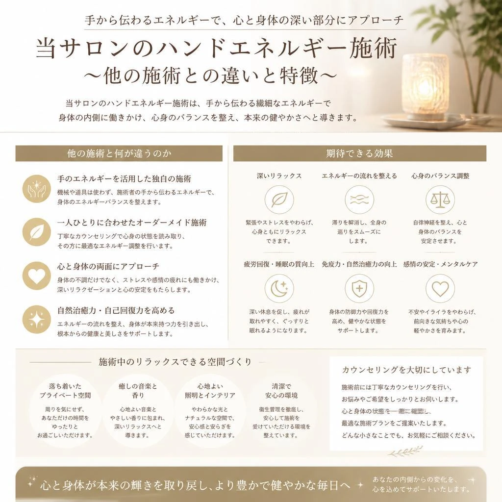 当サロンのハンドエネルギー施術の特徴