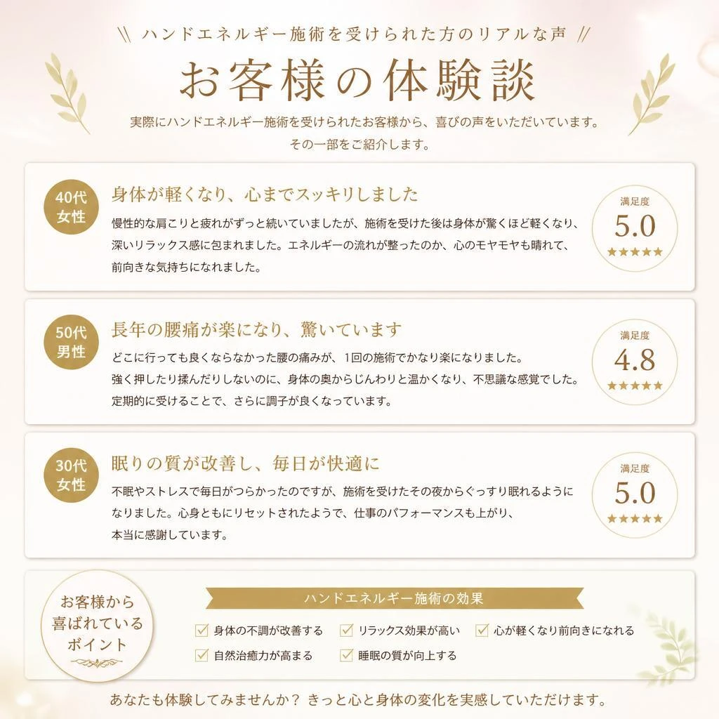 2. 体験者の声 - 施術で変わった私
