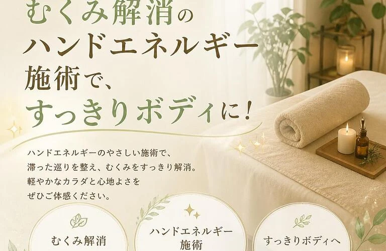 西新町駅近くで体験するむくみ解消のハンドエネルギー施術で、すっきりボディに！