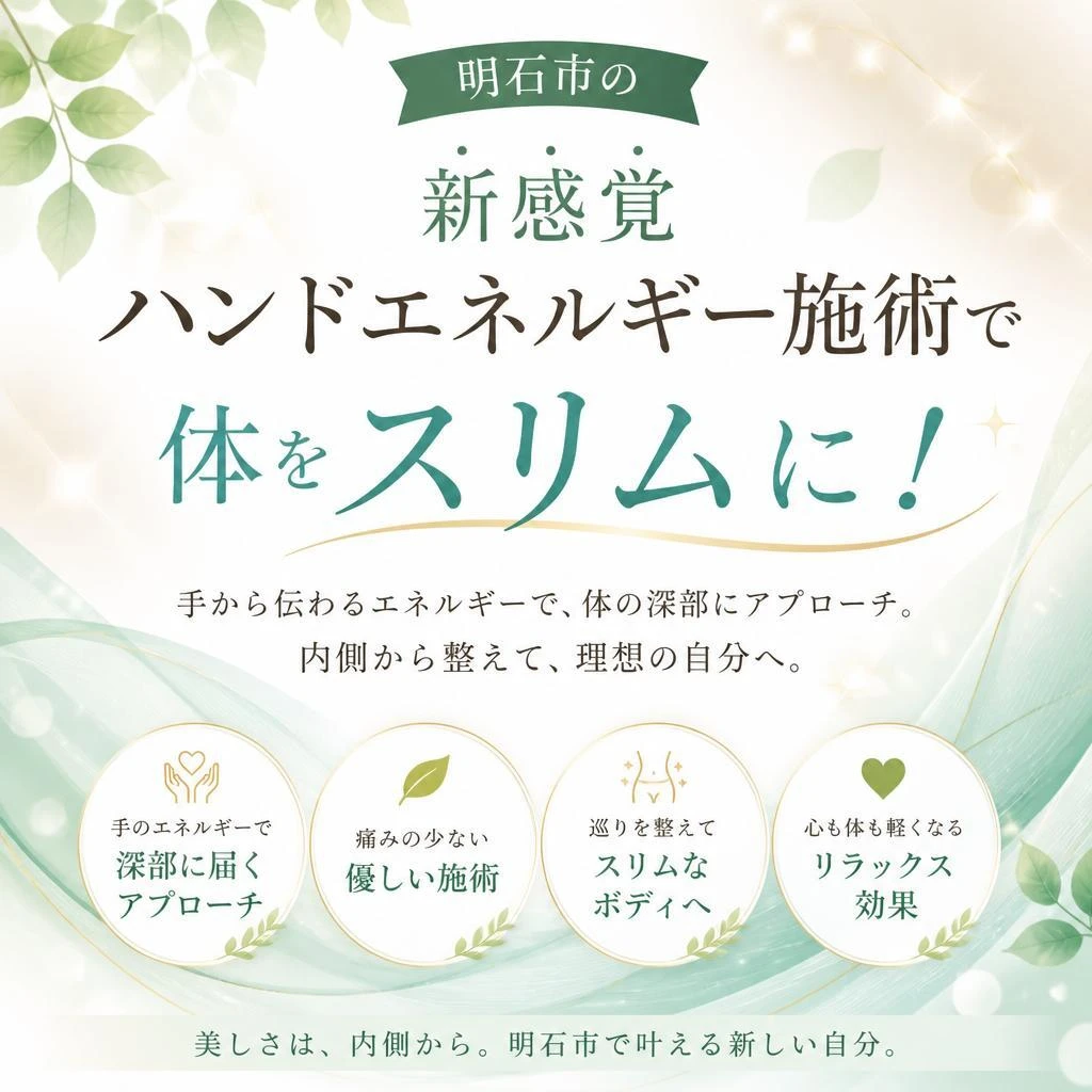 明石市の新感覚ハンドエネルギー施術で体をスリムに！